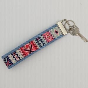 Aztec Keychain Wristlet Fabric Key FOB Gift Diamond Tribal‎ XO Western Cowboy